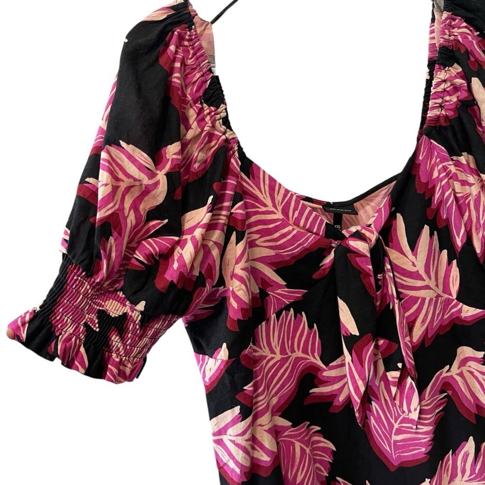 Who What Wear Serengeti Palm Puff Sleeve Dress Black Multi Size XXL - Picture 2 of 7
